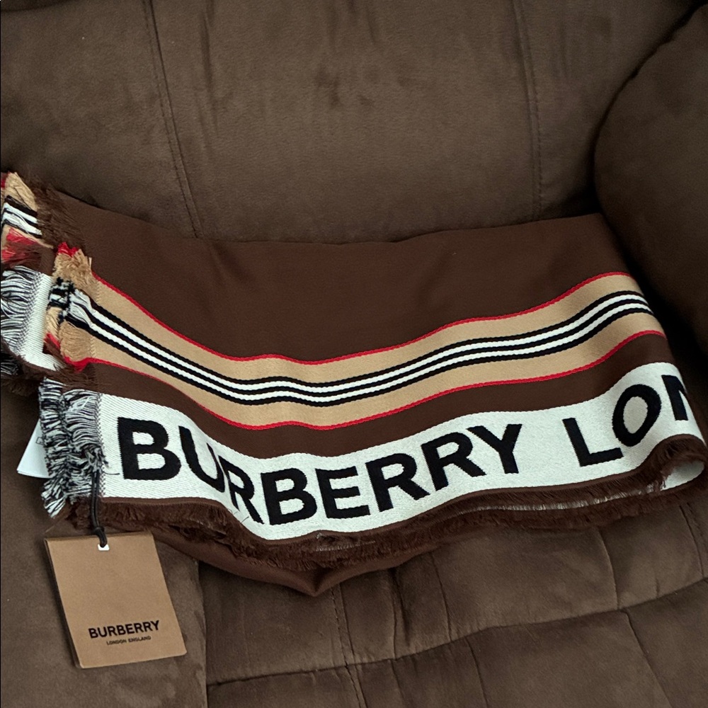 Authentic Burberry London England Ribbon Heritage Stripe Scarf